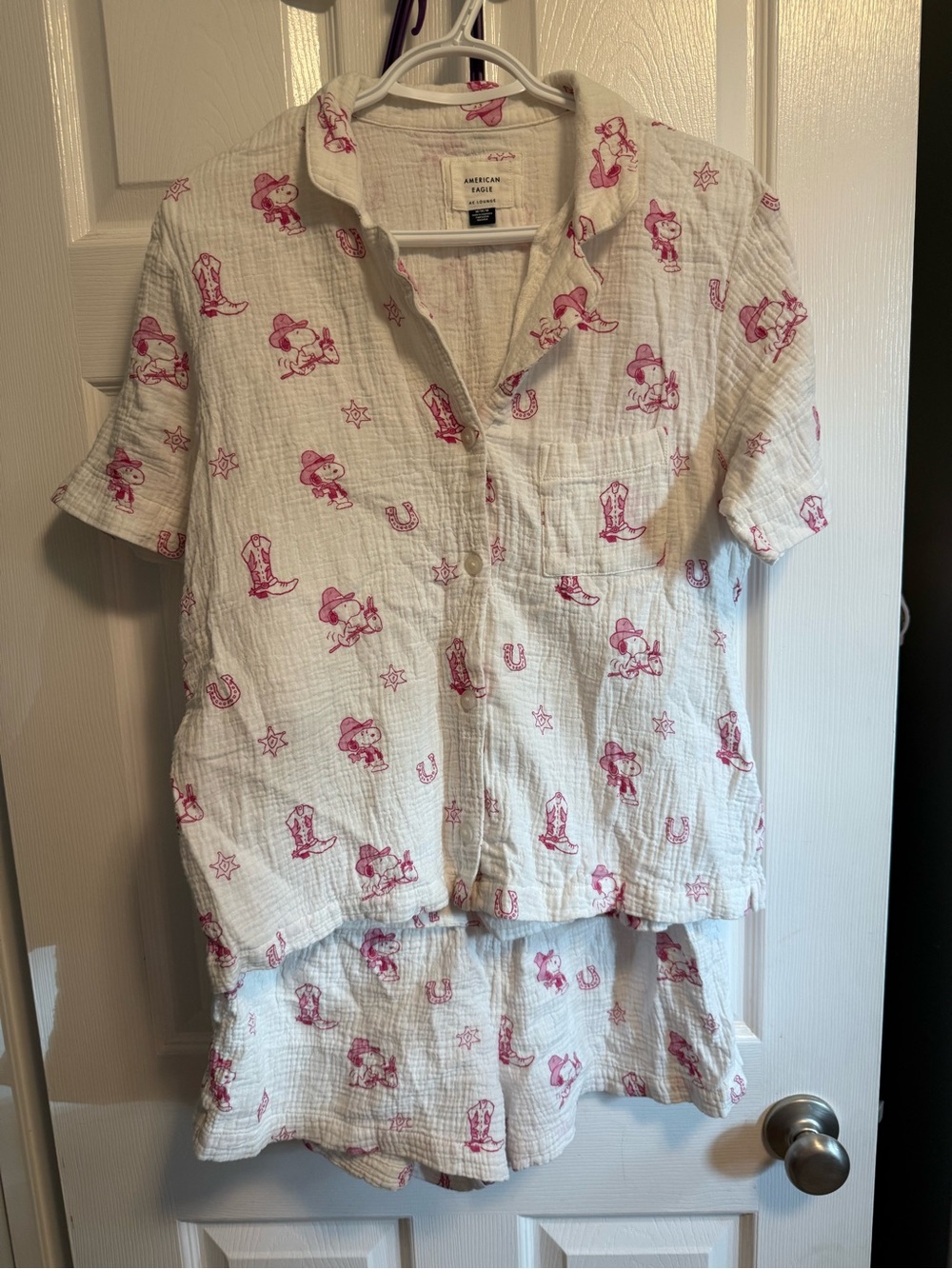 American Eagle Western Snoopy Cotton Gauze Short-Sleeve PJ Set - Women’s M